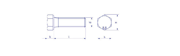 DIN 933 (ISO 4017) 8.8