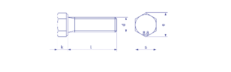 DIN 933 (ISO 4017) 8.8