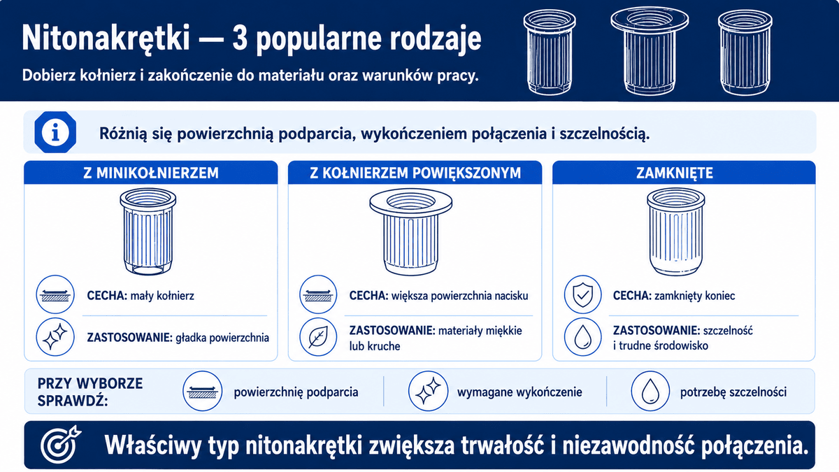 Rodzaje nitonakrętek