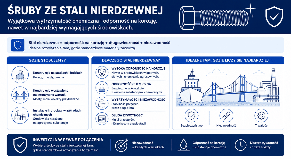 Zastosowania śrub ze stali nierdzewnej