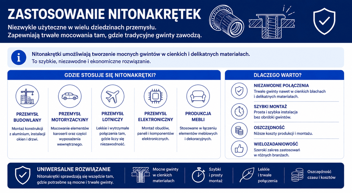 Zastosowanie nitonakrętek