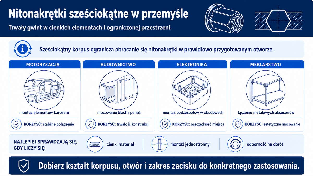 Zastosowanie nitonakrętek sześciokątnych w przemyśle