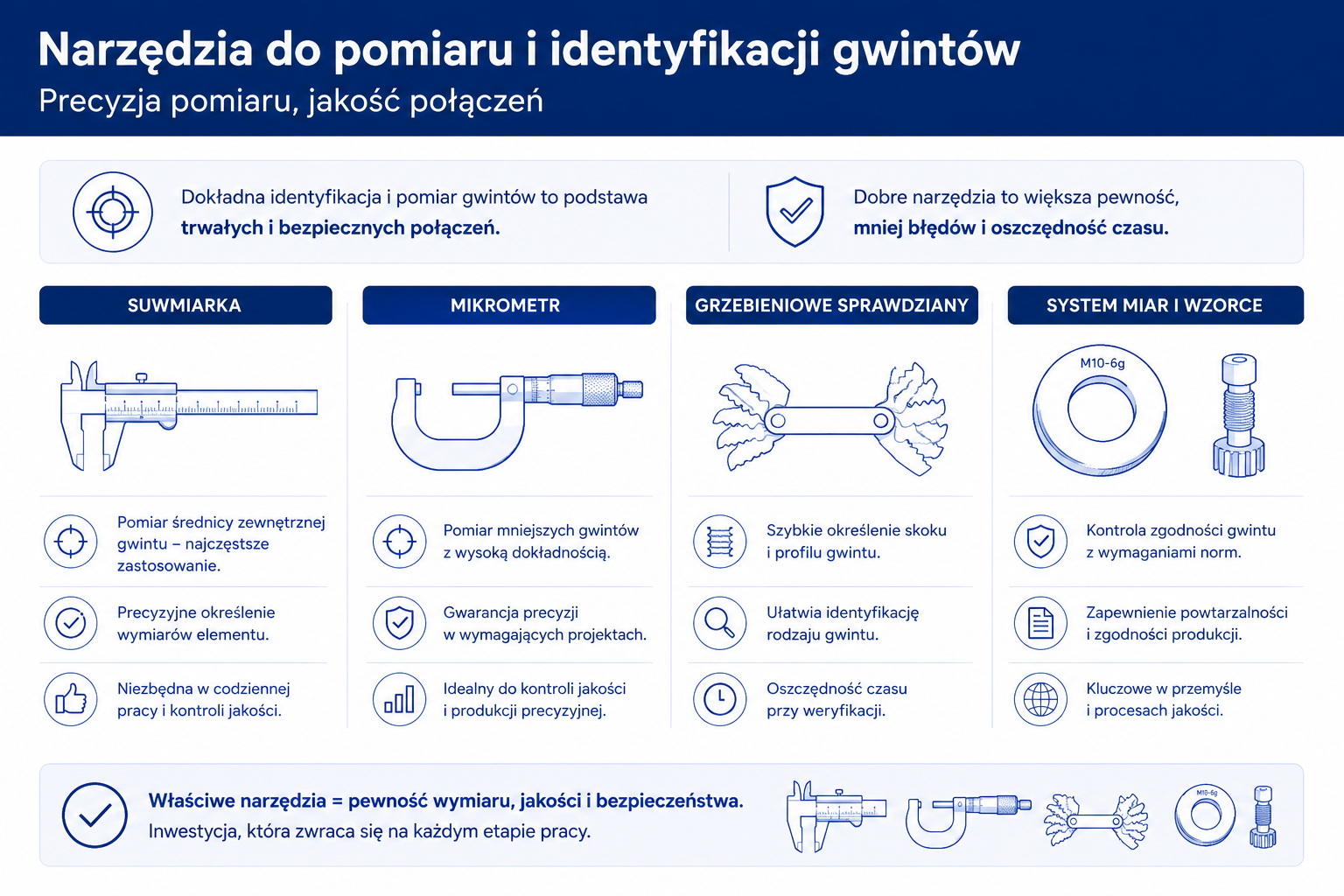 Narzędzia do pomiaru gwintów