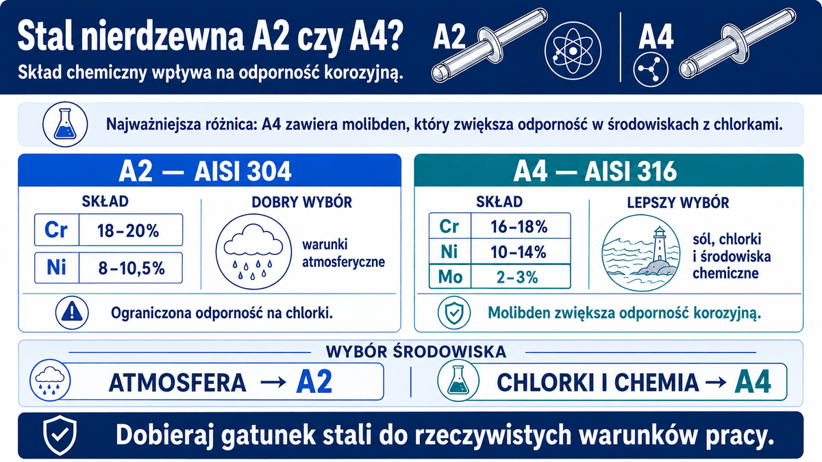 Skład chemiczny – stal nierdzewna A2 a A4