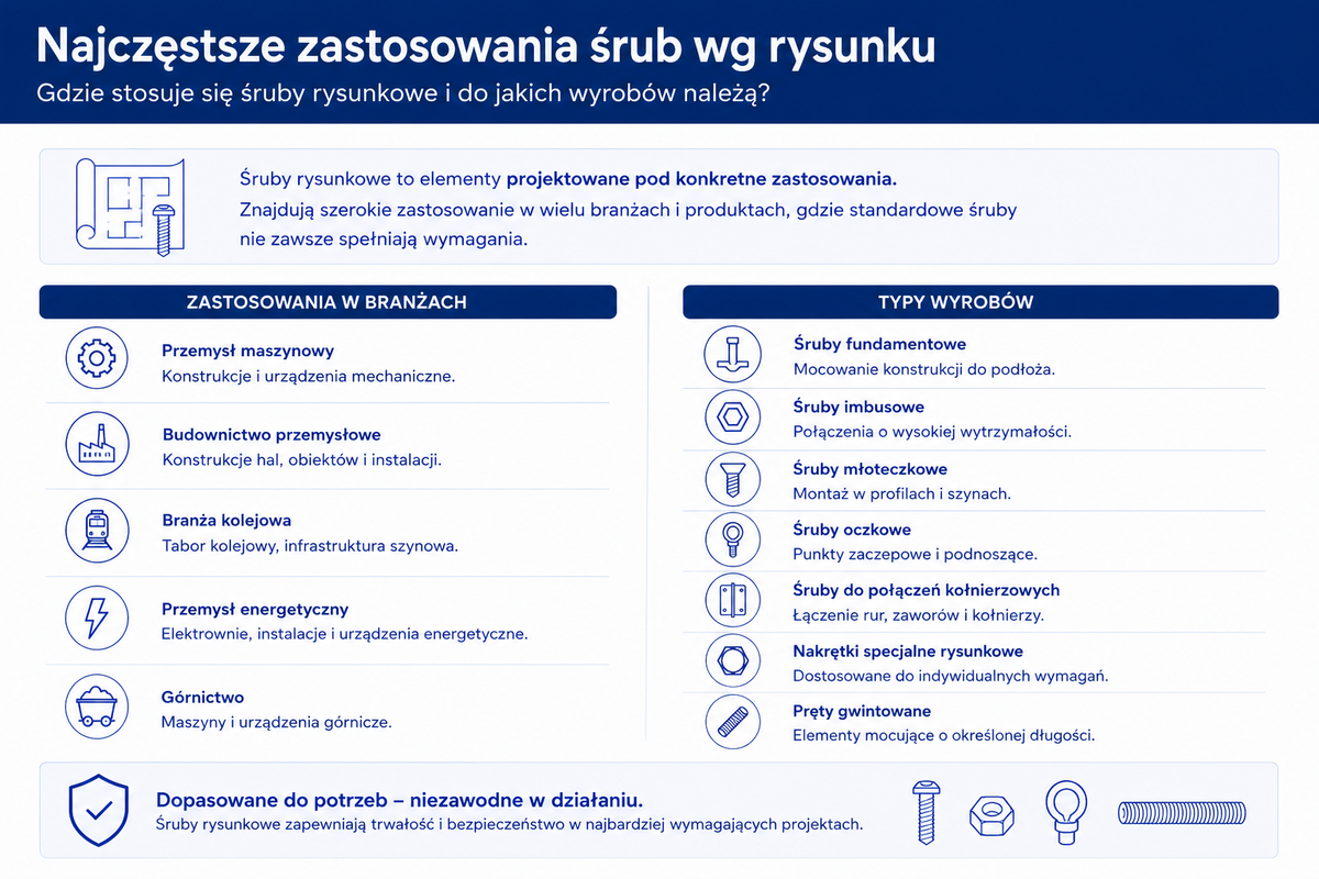 Zastosowania śrub wg rysunku