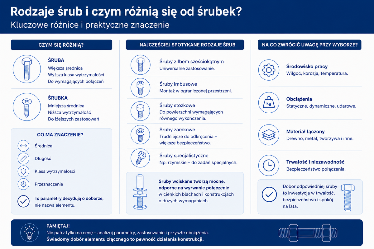 Jakie są rodzaje śrub