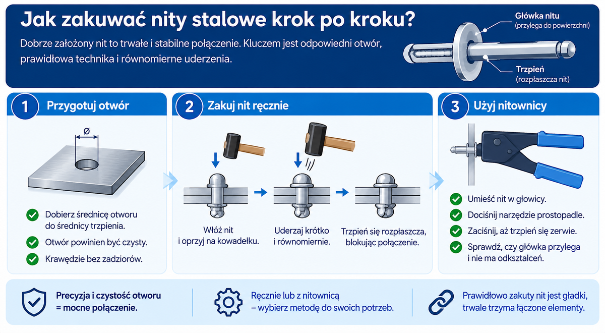 Jak zakuwać nity stalowe krok po kroku?