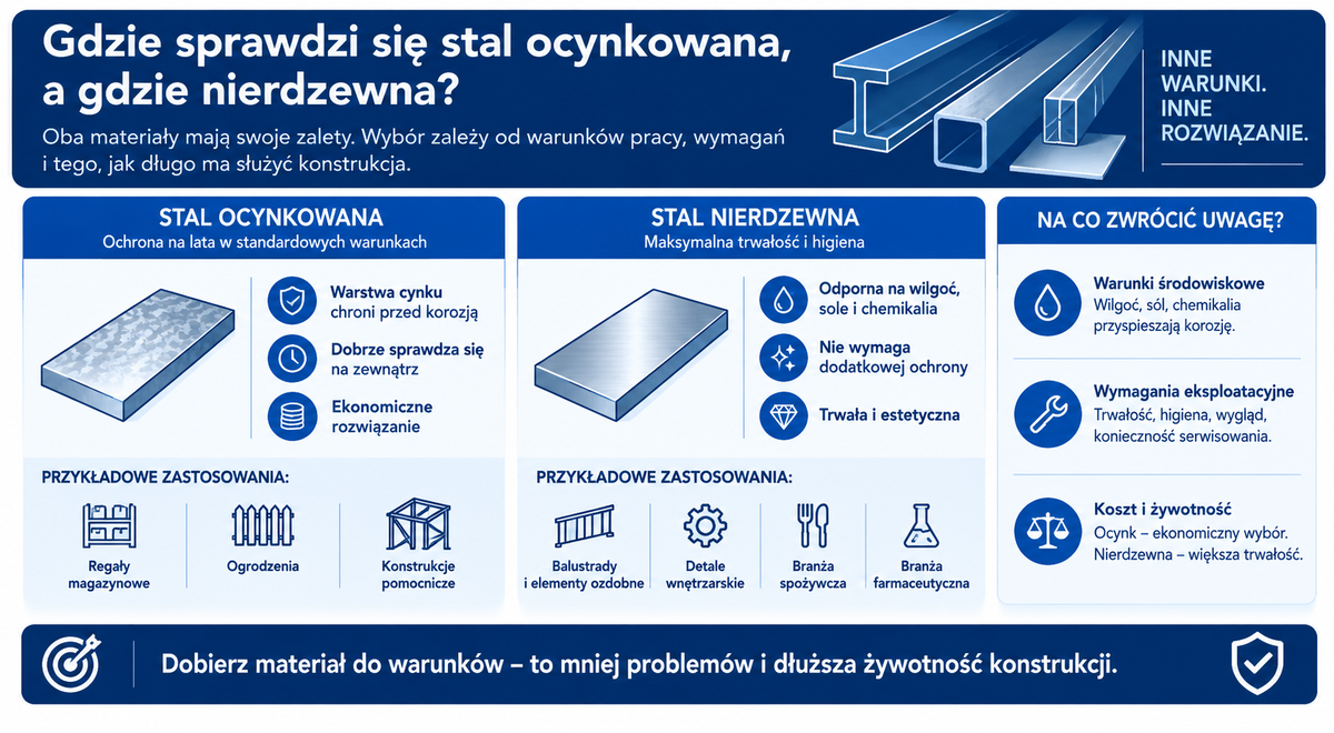 Gdzie sprawdzi się stal galwanizowana, a gdzie nierdzewna?