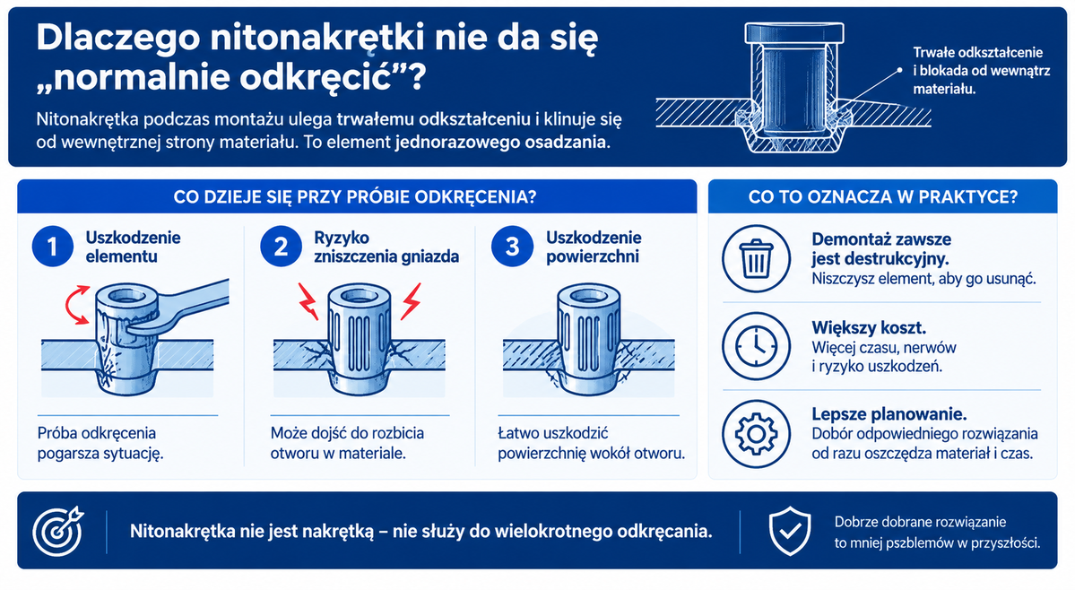 Dlaczego nitonakrętki nie da się „normalnie odkręcić”?