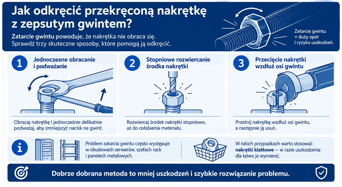 Jak odkręcić przekręconą nakrętkę z zepsutym gwintem?